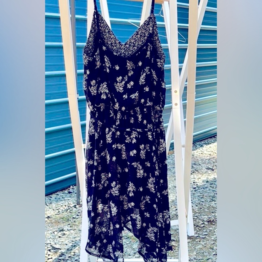 Xhilaration Black Floral Asymmetrical Dress - Size M
